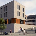 Blick auf das Hotel Neues Pastorat mit Vorplatz